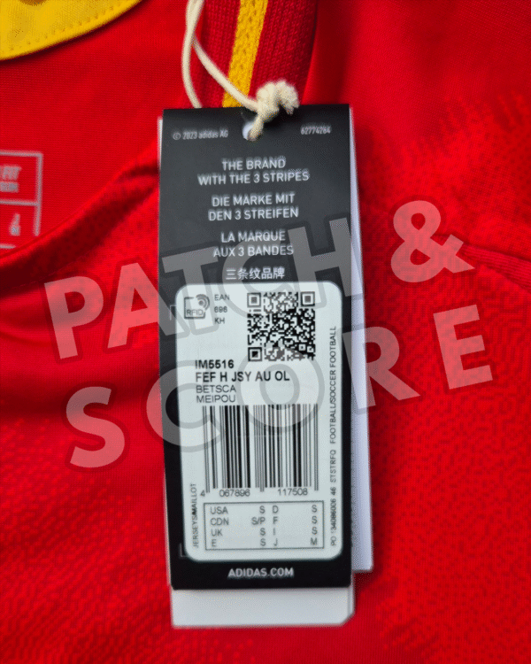 Adidas Spain 2024 Sample Authentic Home tag back Adidas "Spain Olympics 2024" Authentic Template Home Shirt Size Small