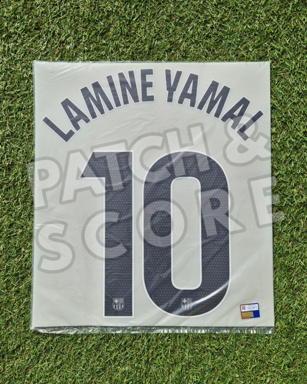 Lamine yamal 25-26 la liga away name set Original Player Issue 2025-26 FC Barcelona Lamine Yamal La Liga Away Name Set | Stahls TPT