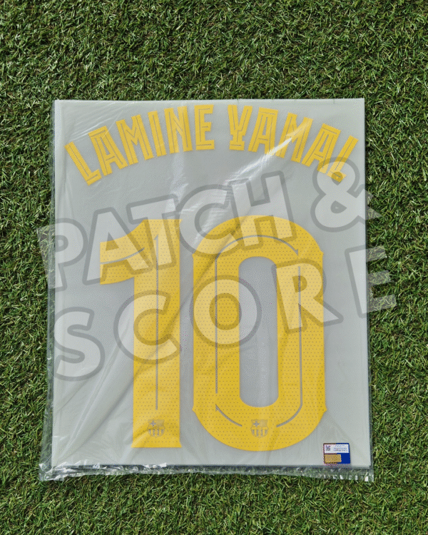 Lamine yamal 25-26 ucl home name set Original Player Issue 2025-26 FC Barcelona Lamine Yamal Champions League Home Name Set | Stahls TPT
