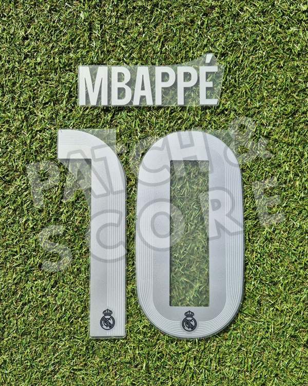 Real Madrid Mbappe 2025-26 AwayName set Original Player Issue 2025-26 Real Madrid Mbappé Champions League Away Name Set | Avery Dennison